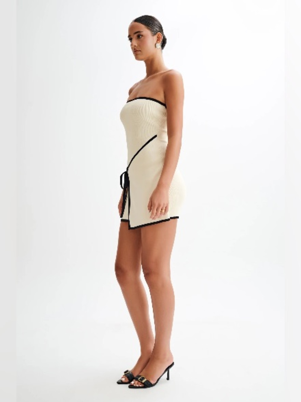 Meshki Cream Strapless Knit Mini Dress - Picture 4 of 14